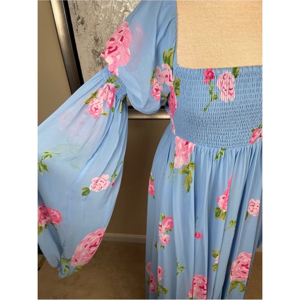 CAROLINE CONSTAS Kinsley Floral Off the Shoulder Long Sleeve Maxi Dress Size M - Picture 6 of 9